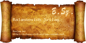 Balassovich Szilas névjegykártya